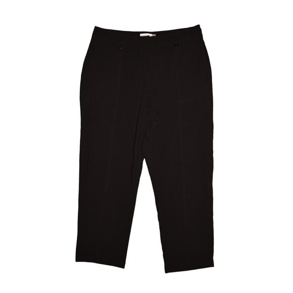 CALVIN KLEIN $99 High Rise Flat Front‎ Seaming Dress Pant Black Size 16 - Picture 1 of 3